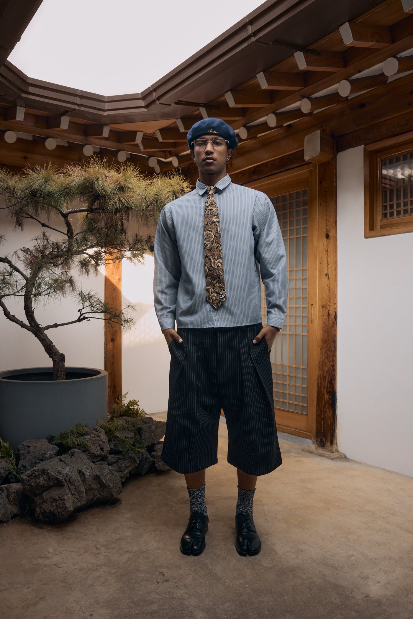 Ukiyo Pinstripe Pleated Shorts
