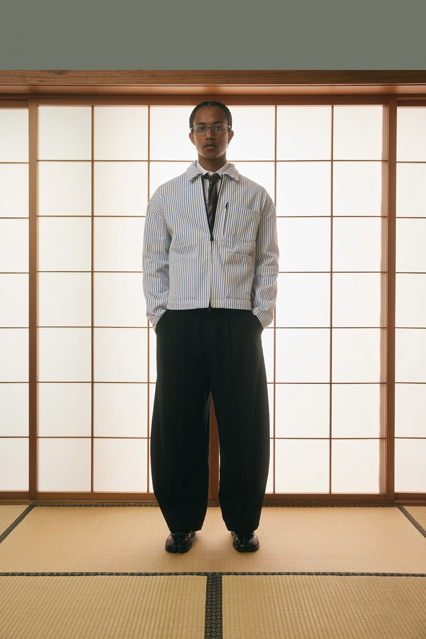 Tomokazu Pinstripe Canvas Workwear Jacket