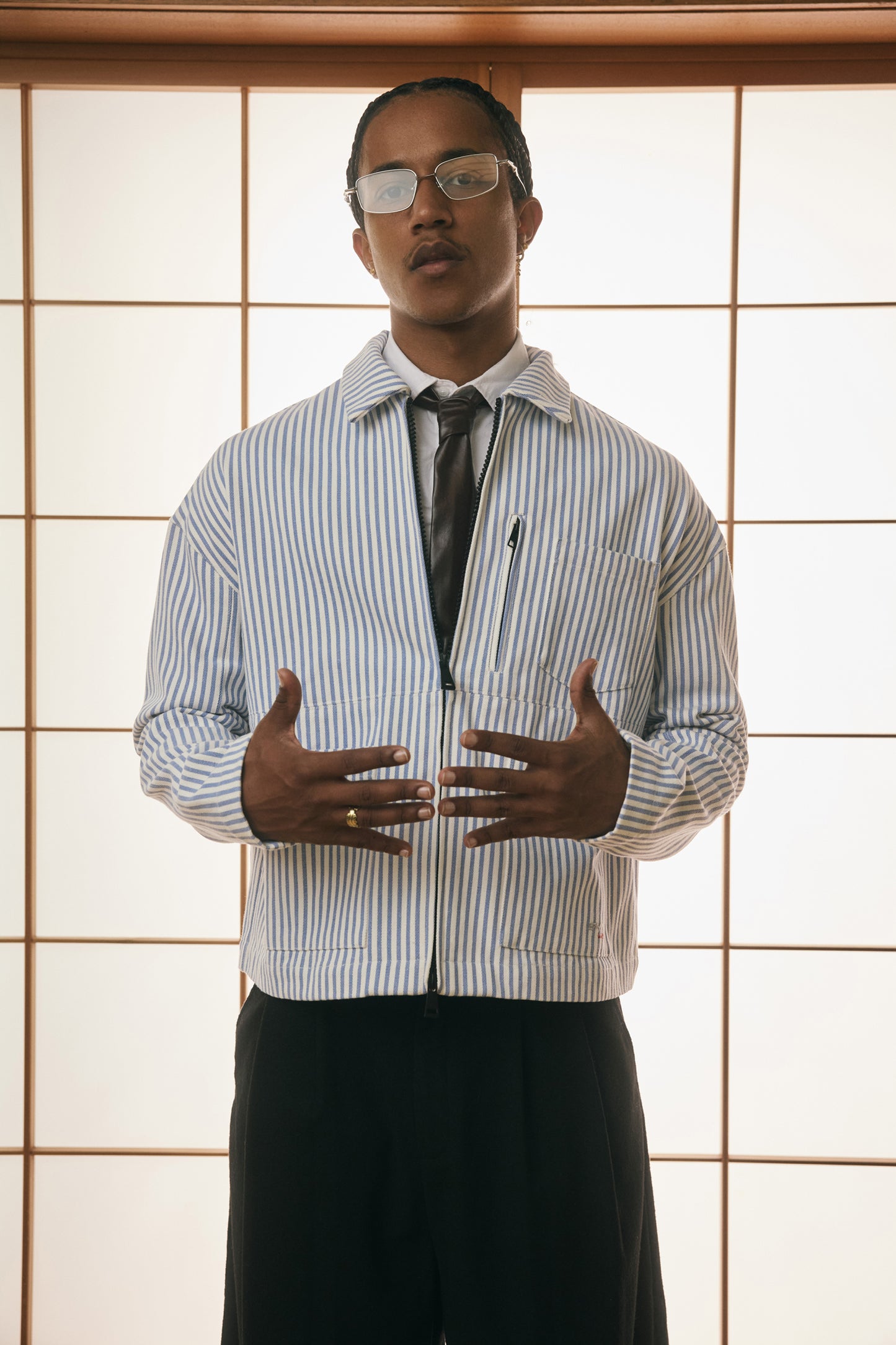 Tomokazu Pinstripe Canvas Workwear Jacket
