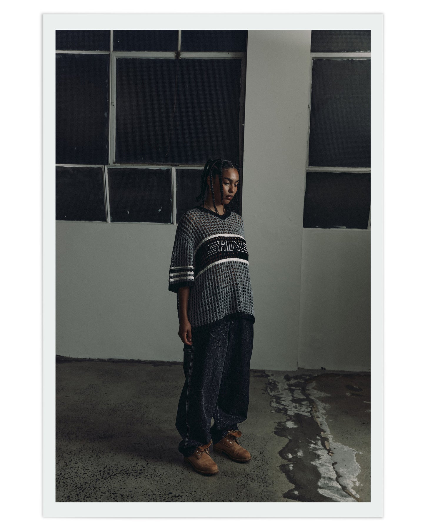 Futtobōru Crochet Knit Jersey Grey