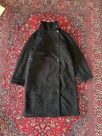 Black High-Neck Wool Trench Coat V1 - front