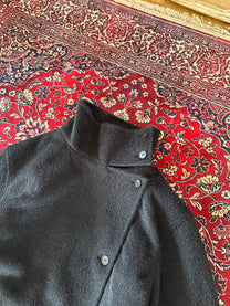 Black High-Neck Wool Trench Coat V1 - detail 2
