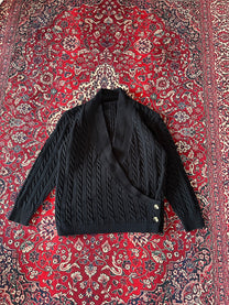Black Cable Knit Cardigan - front