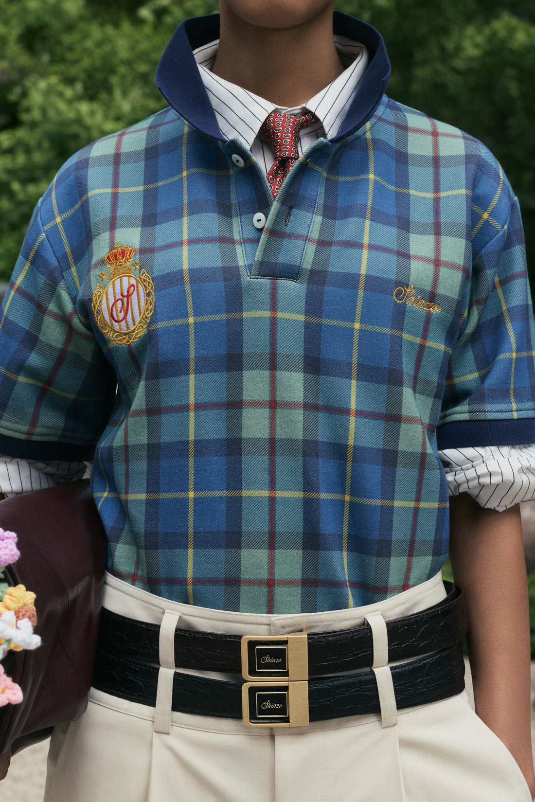 Pique Plaid Polo T-Shirt