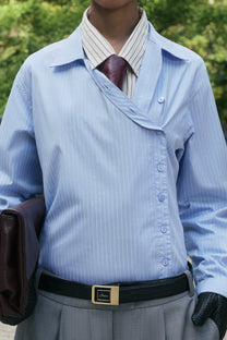 Hattori Blue Pinstripe Button Up Shirt