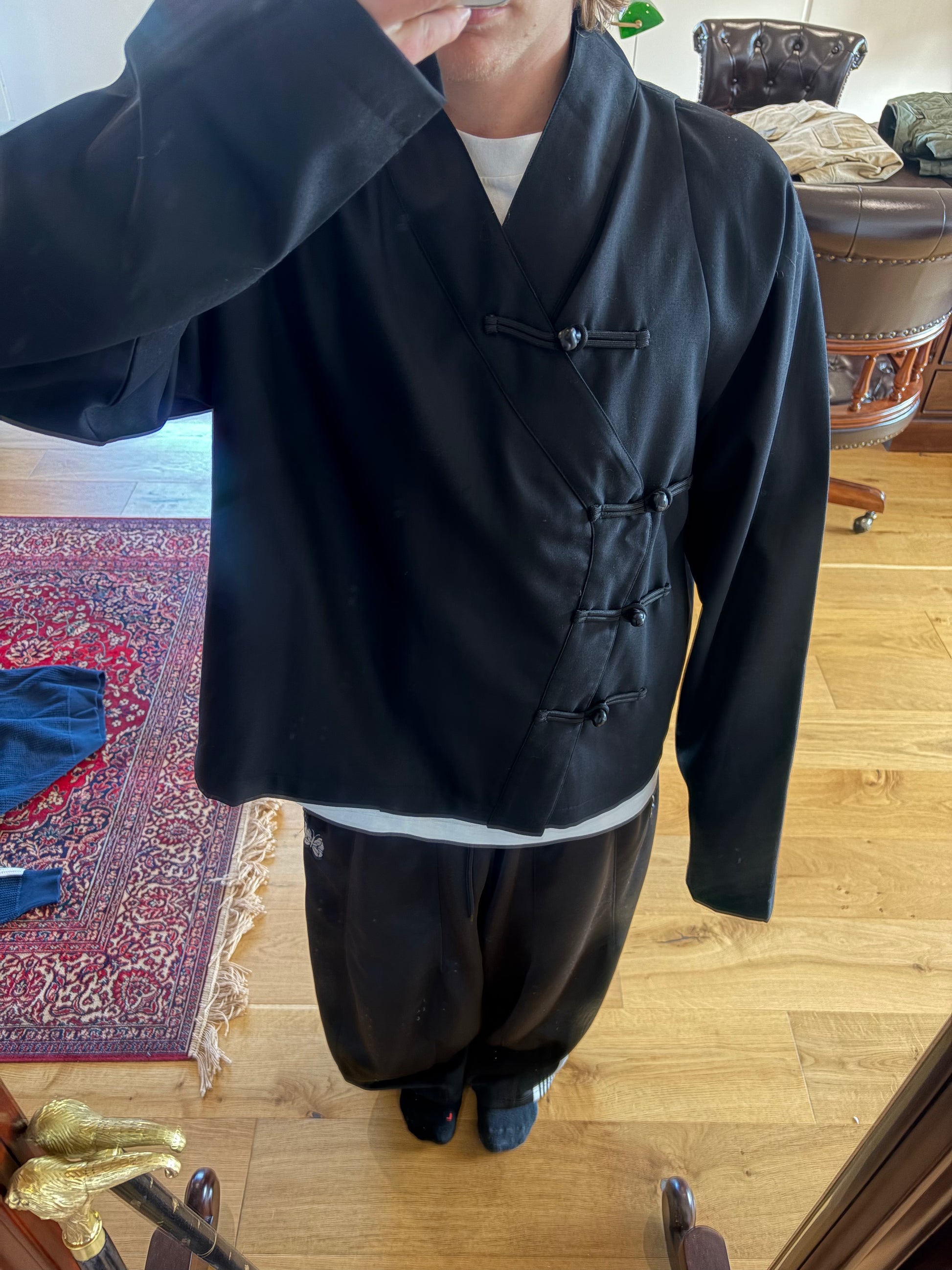 Black Frog Closure Blazer Jacket