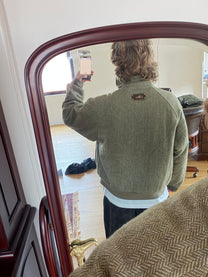 Green Herringbone Bomber