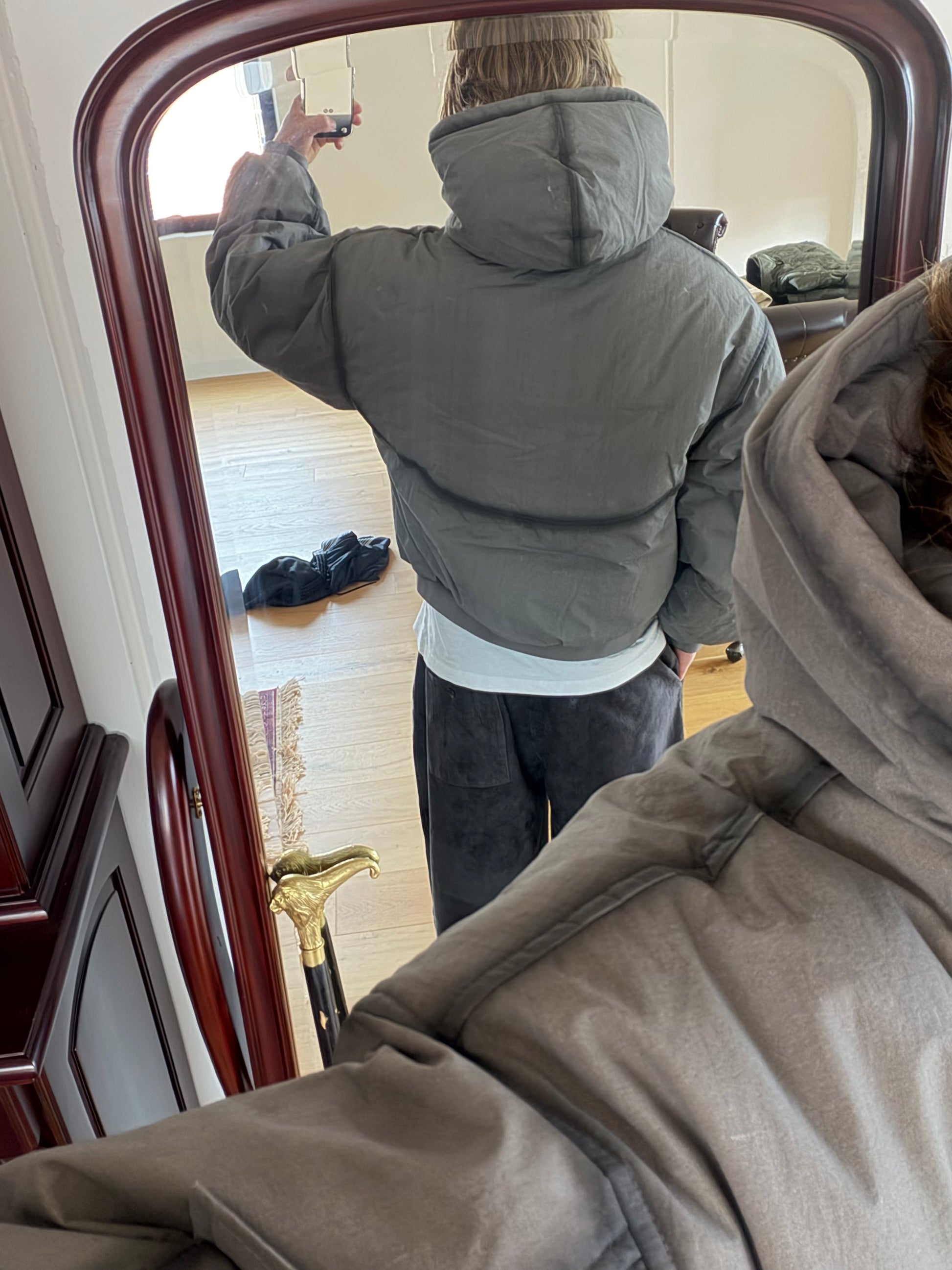 Grey Bomber Puffer Jacket