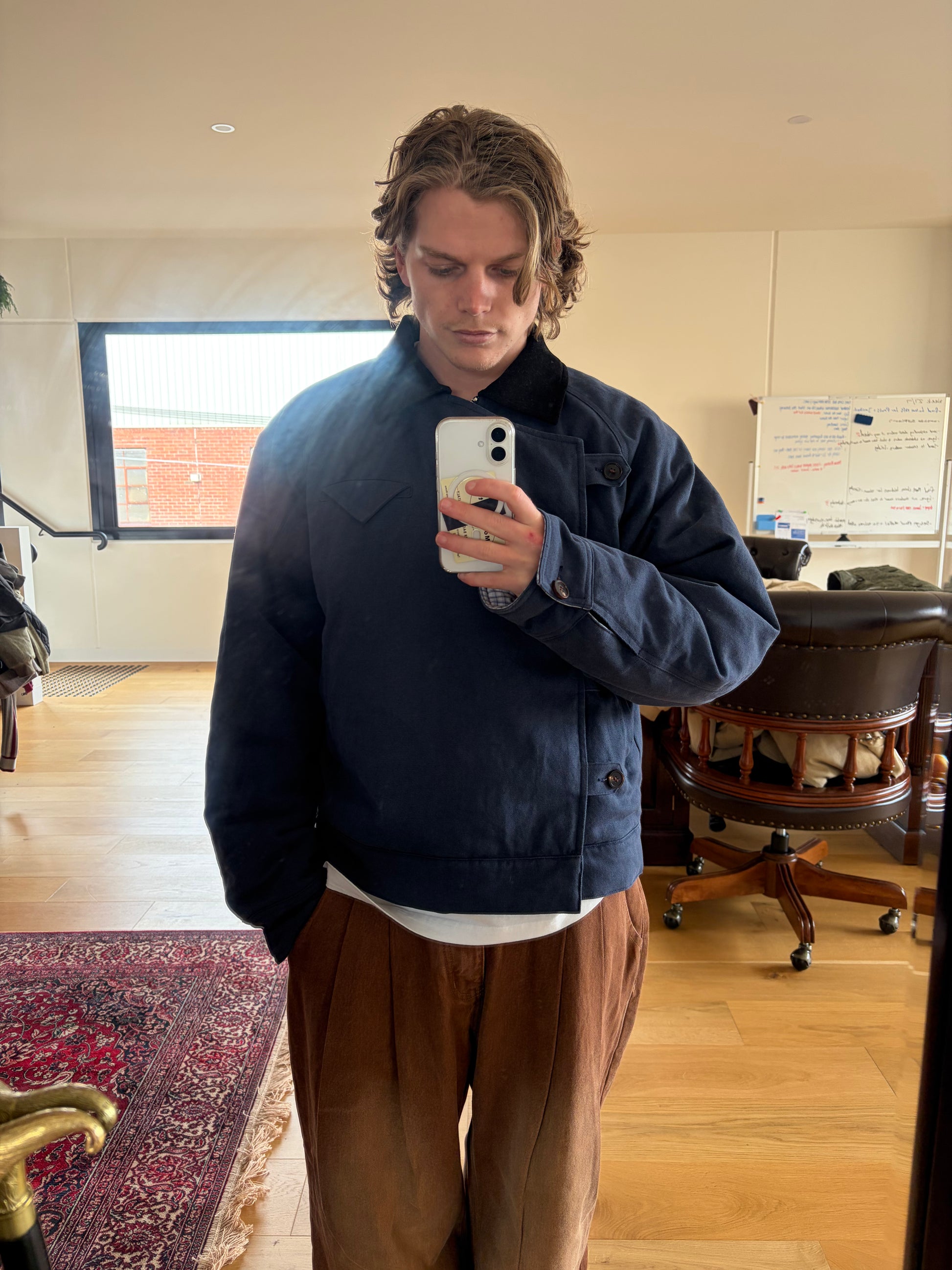 Navy Side Closure Canvas Jacket