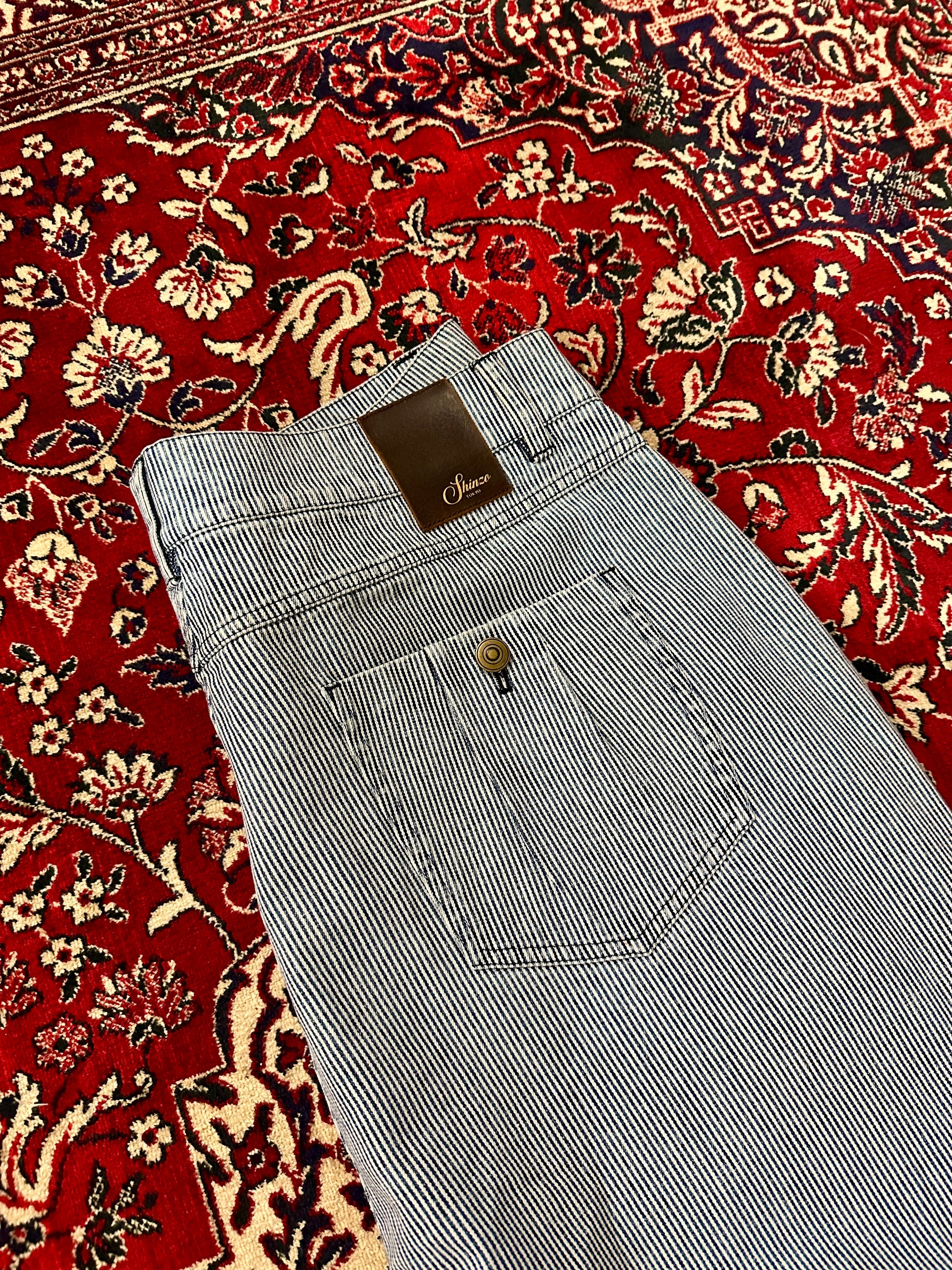12oz Pinstripe Blue Denim Trousers