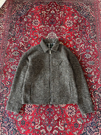 Brown Speckled Plaid Lined Zip Up Jacket