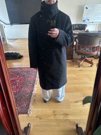 Black High-Neck Wool Trench Coat V1
