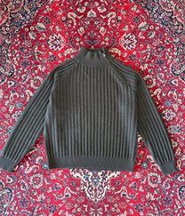Olive Green Ribbed Knitted Wool Sweater