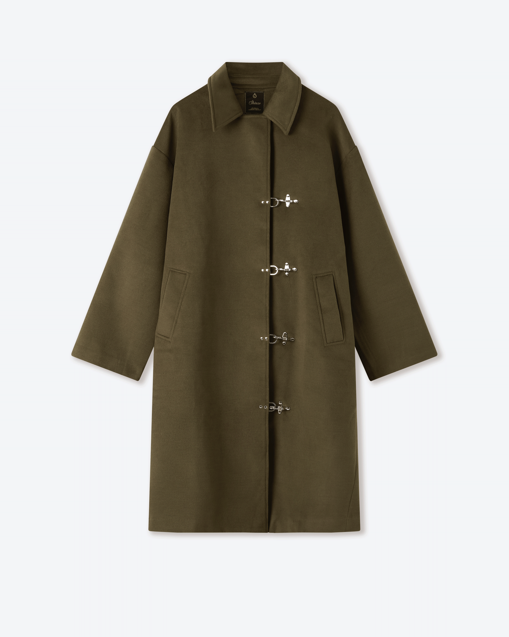 Green Wool Clasp Trench Coat