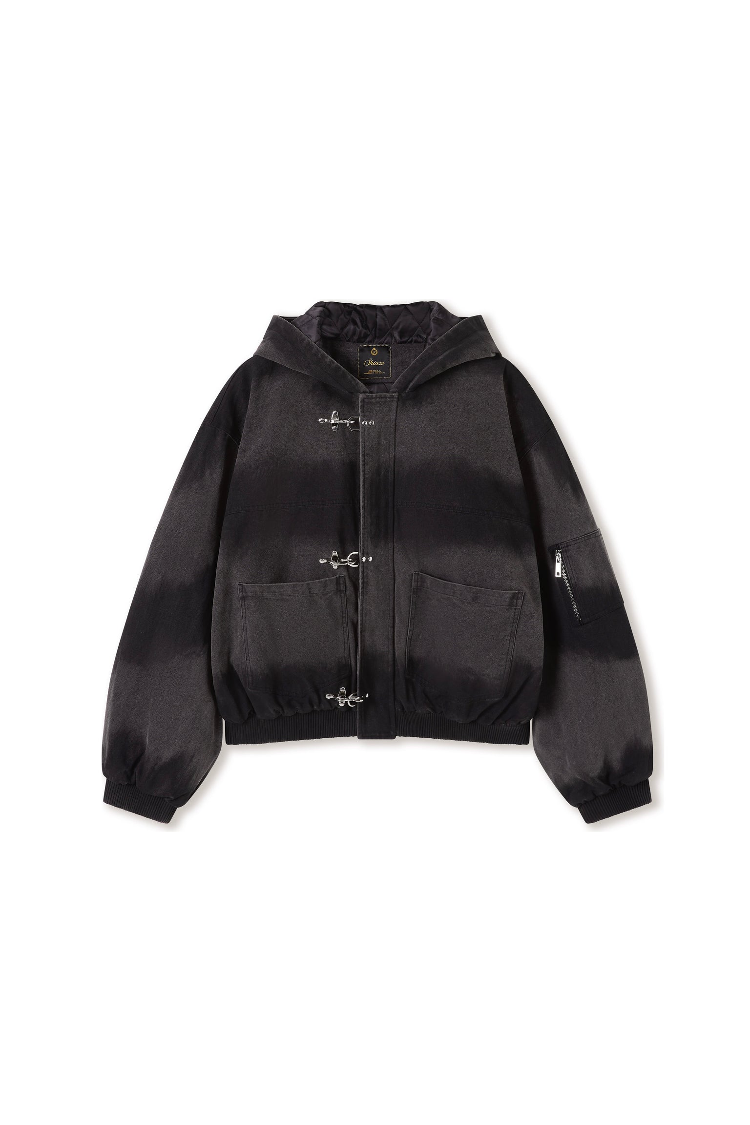 Shige Black Canvas Clasp Bomber Jacket