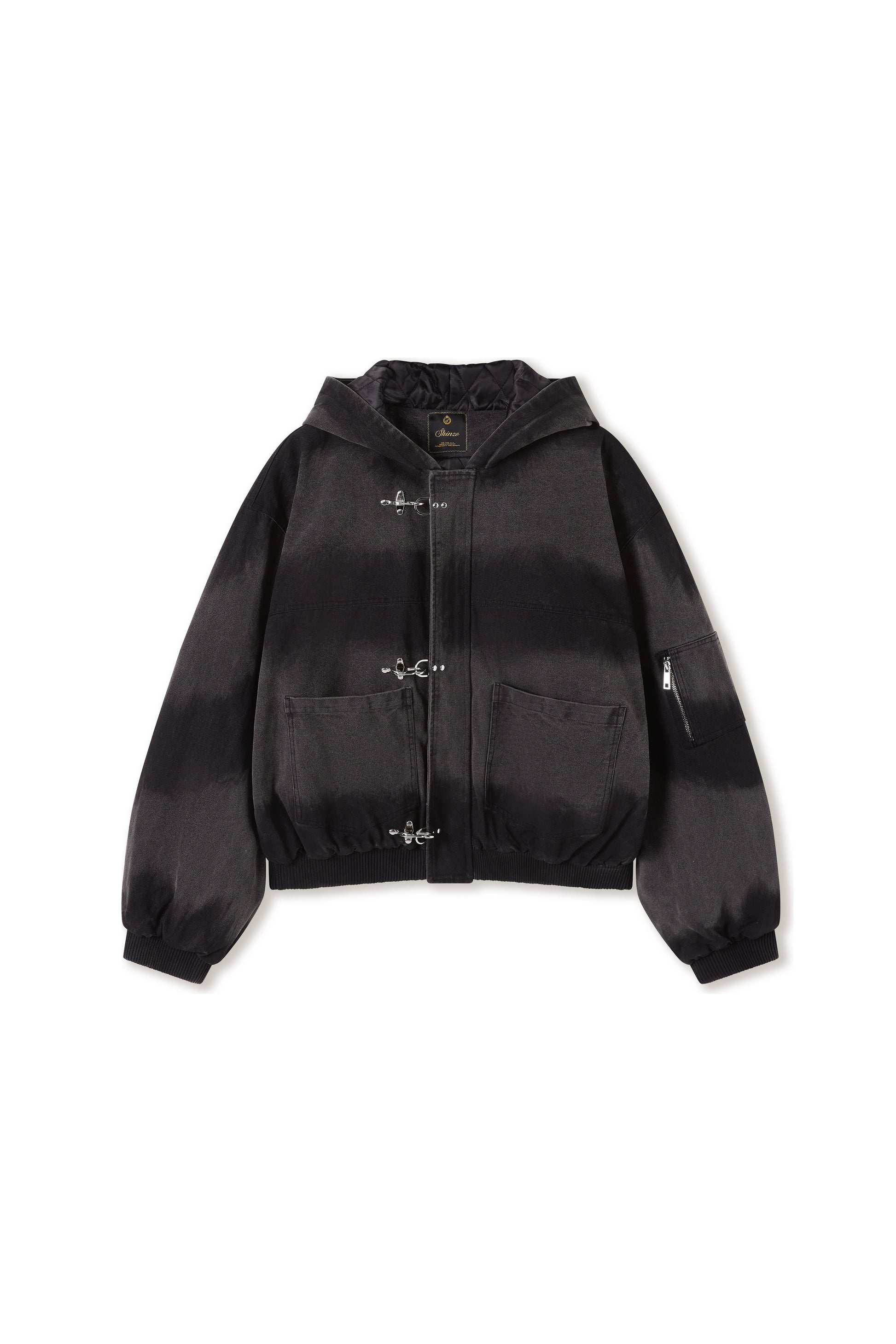 Shige Black Canvas Clasp Bomber Jacket