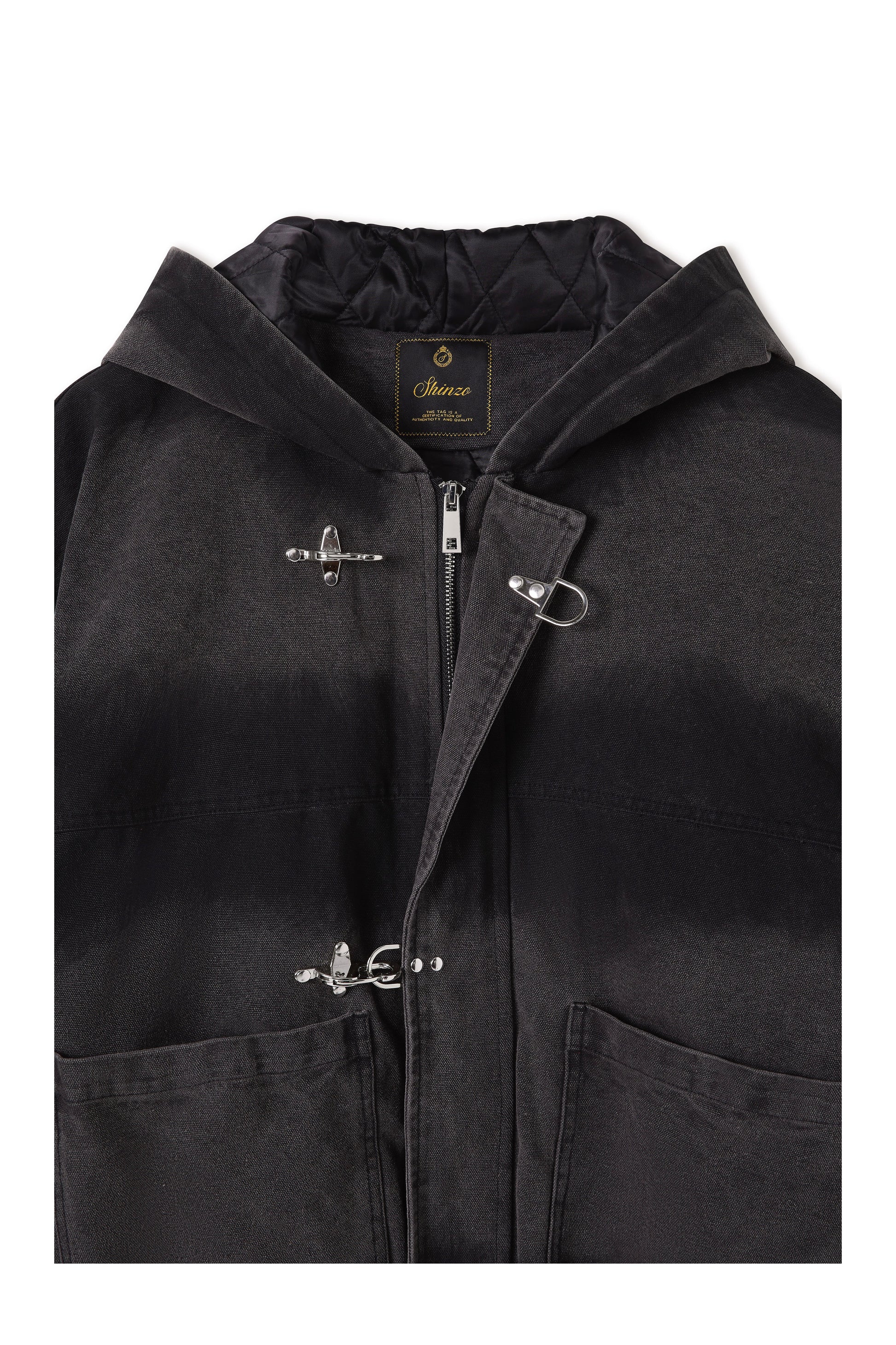 Shige Black Canvas Clasp Bomber Jacket