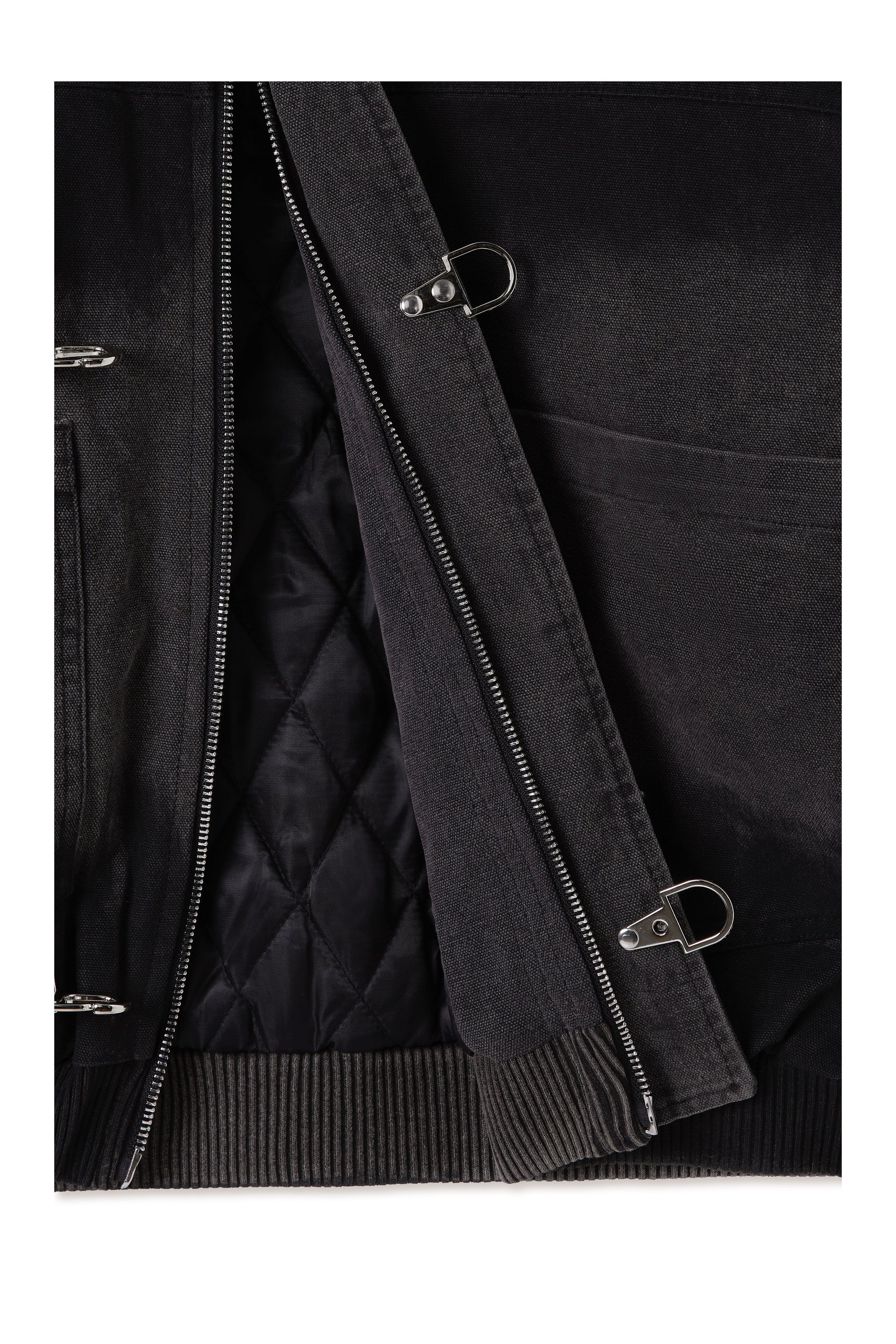 Shige Black Canvas Clasp Bomber Jacket