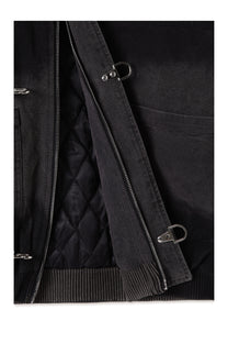 Shige Black Canvas Clasp Bomber Jacket