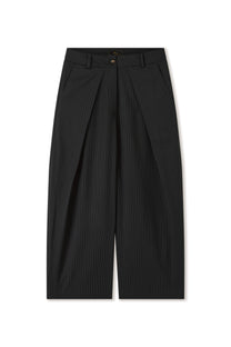 Sūtsu Wool Blend Black Pinstripe Trousers