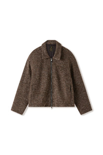 Brown Speckled Wool Zip Up Jacket