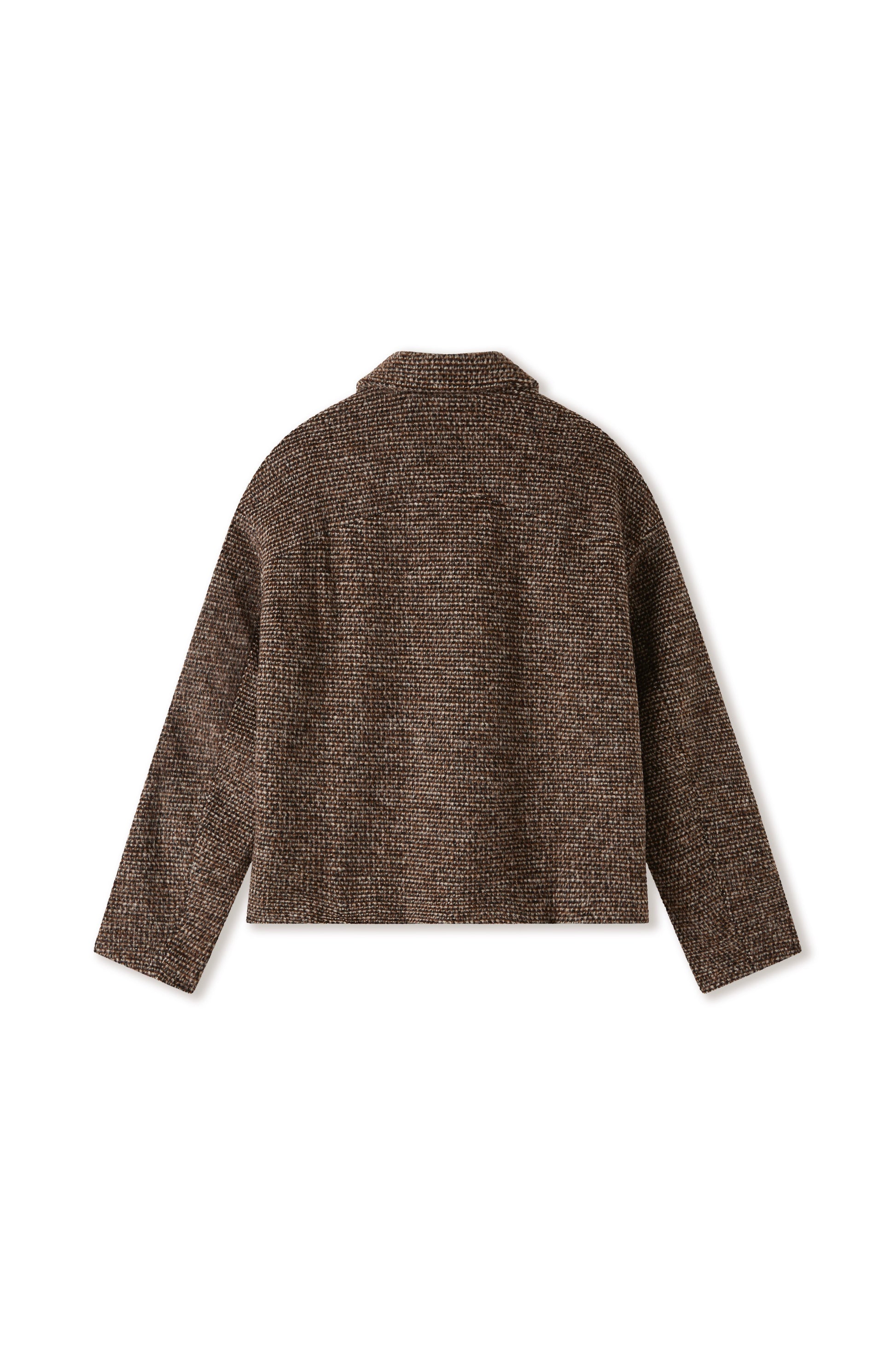 Brown Speckled Wool Zip Up Jacket