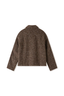 Brown Speckled Wool Zip Up Jacket