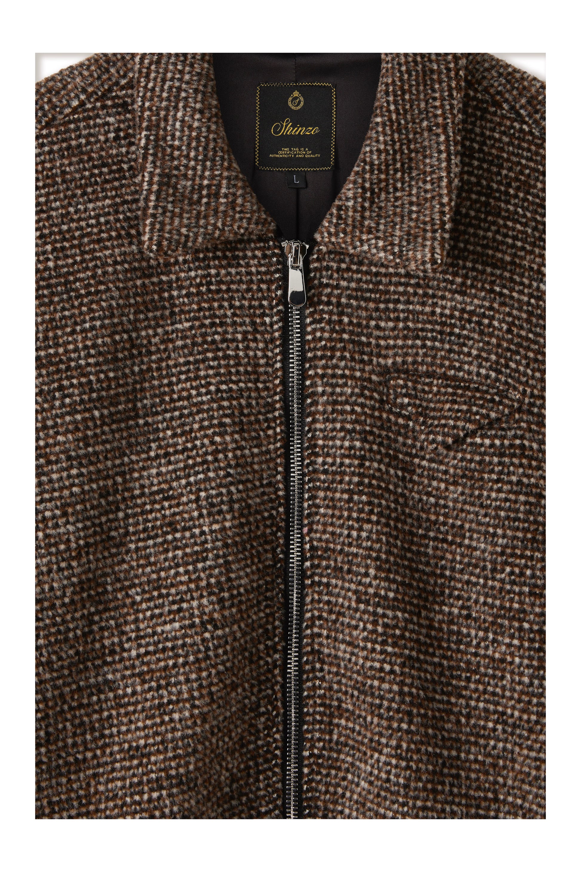 Brown Speckled Wool Zip Up Jacket