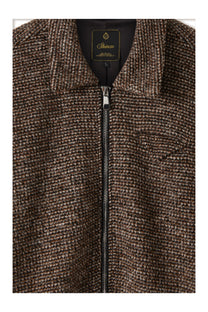 Brown Speckled Wool Zip Up Jacket