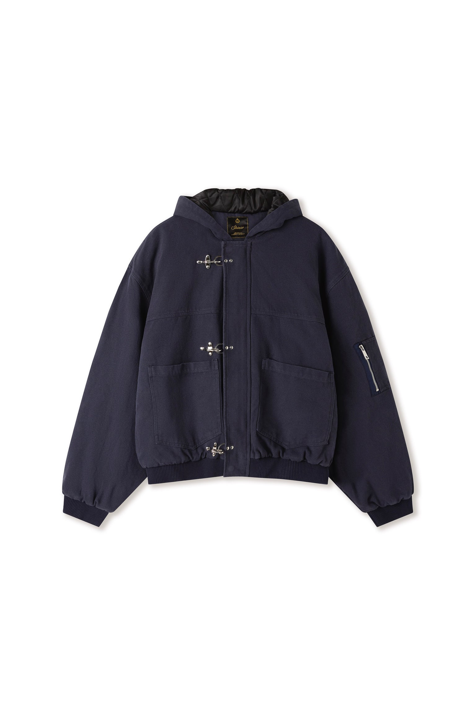 Shige Navy Canvas Clasp Bomber Jacket