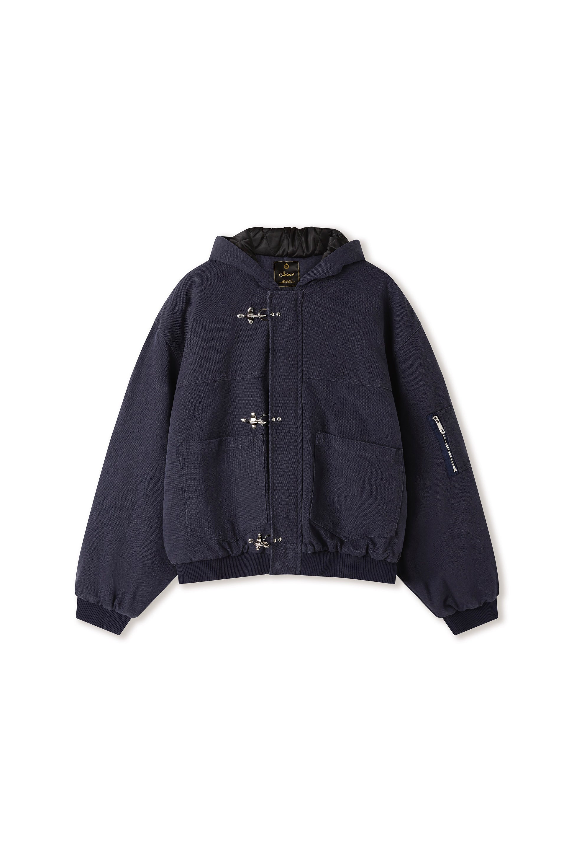 Shige Navy Canvas Clasp Bomber Jacket