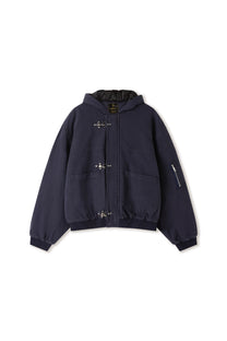 Shige Navy Canvas Clasp Bomber Jacket
