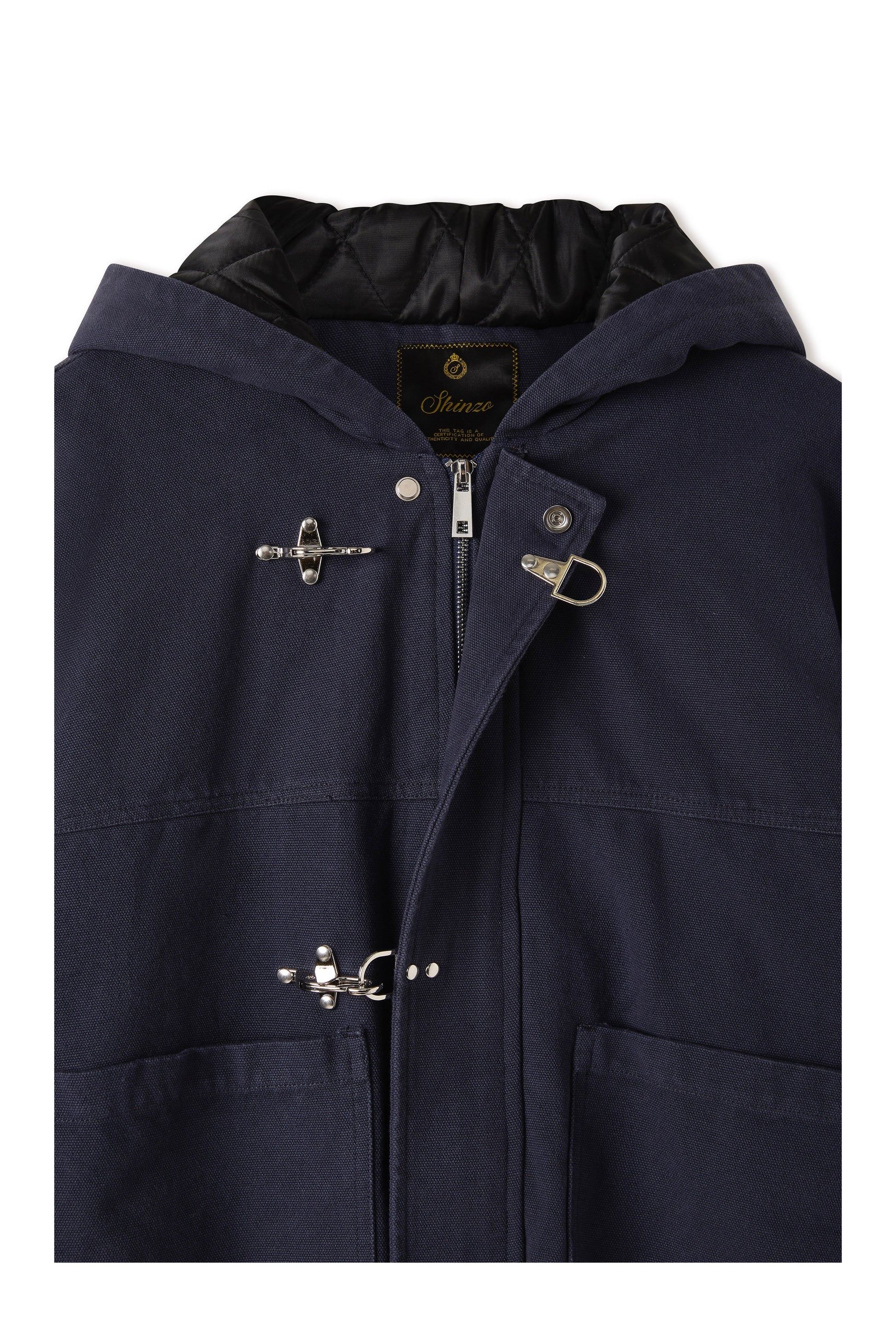 Shige Navy Canvas Clasp Bomber Jacket
