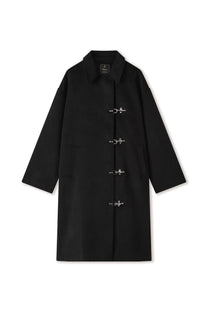 Black Wool Clasp Trench Coat