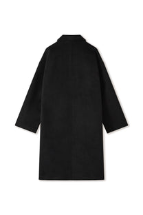Black Wool Clasp Trench Coat