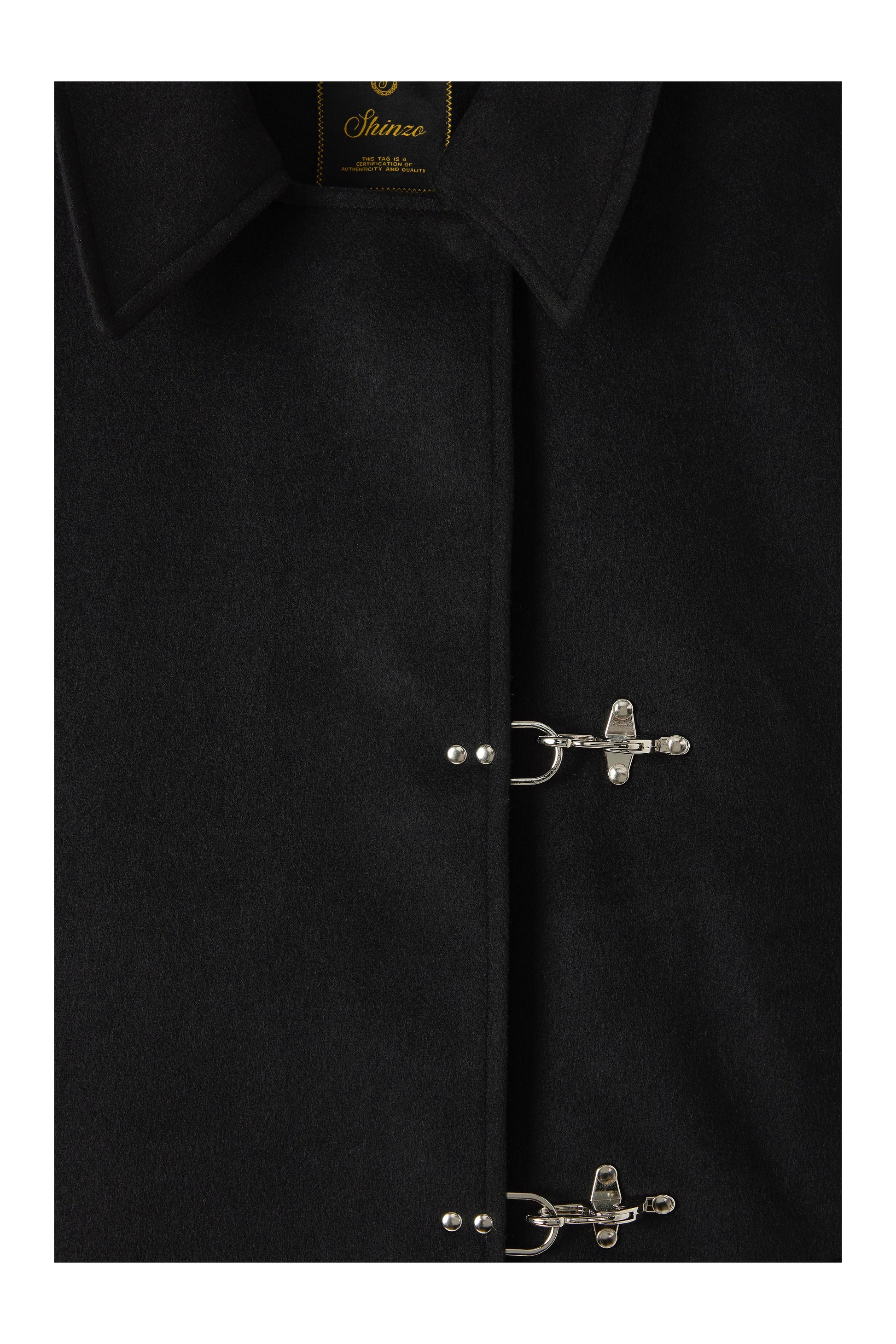 Black Wool Clasp Trench Coat