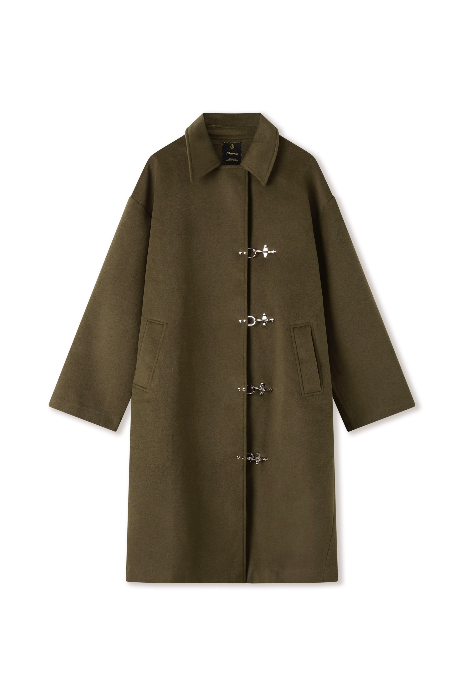 Green Wool Clasp Trench Coat