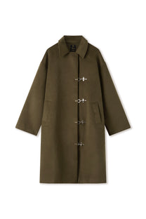 Green Wool Clasp Trench Coat