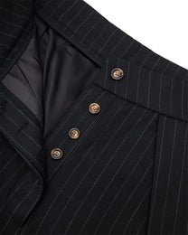 Sūtsu Wool Blend Black Pinstripe Trousers