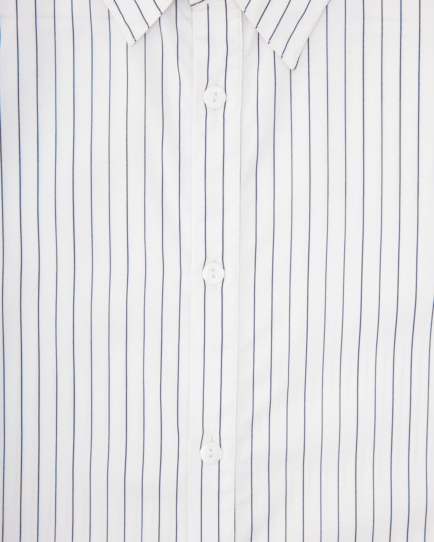 Sūtsu Cropped White/Black Pinstripe Button Up Shirting