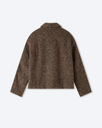 Brown Speckled Wool Zip Up Jacket
