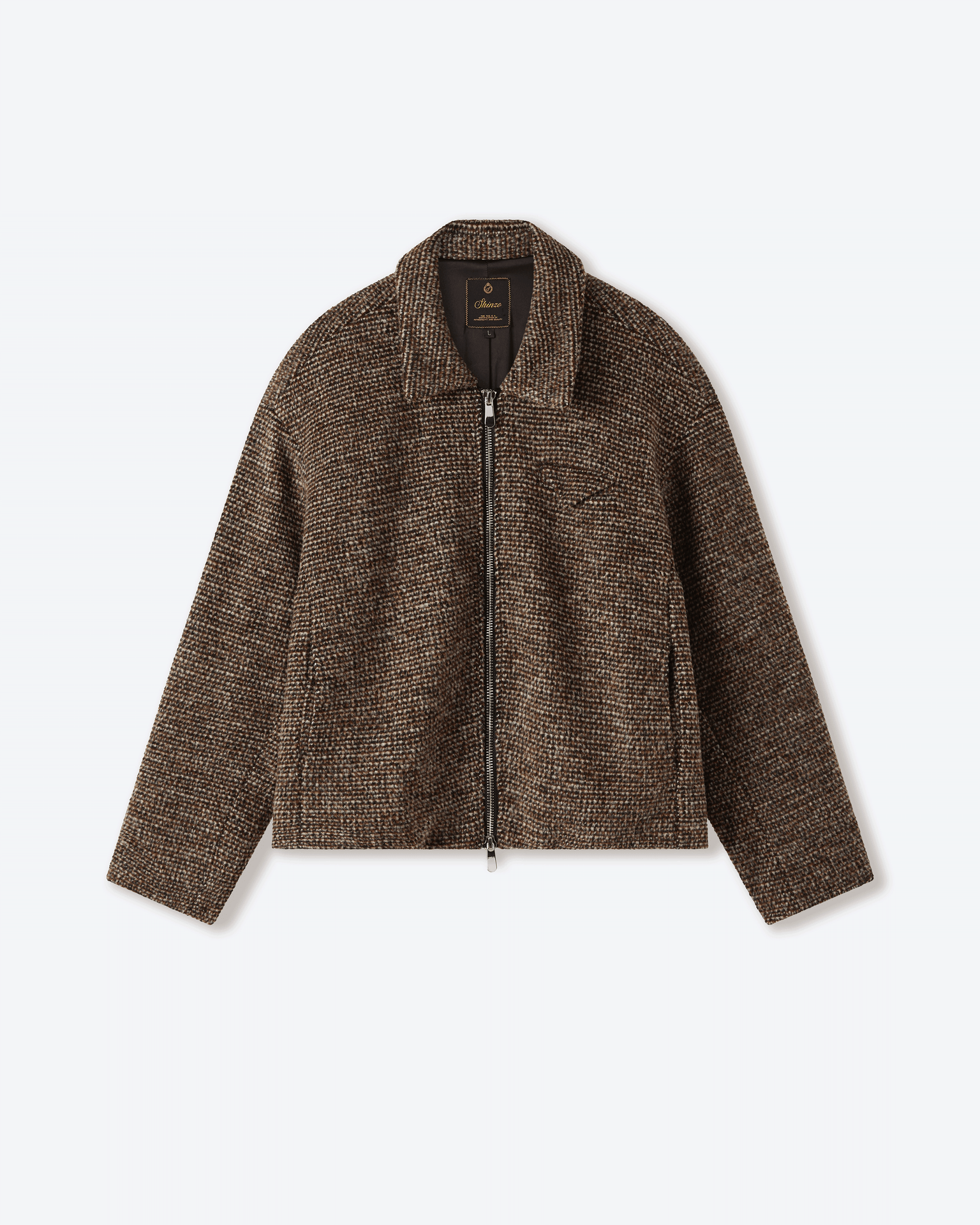 Brown Speckled Wool Zip Up Jacket