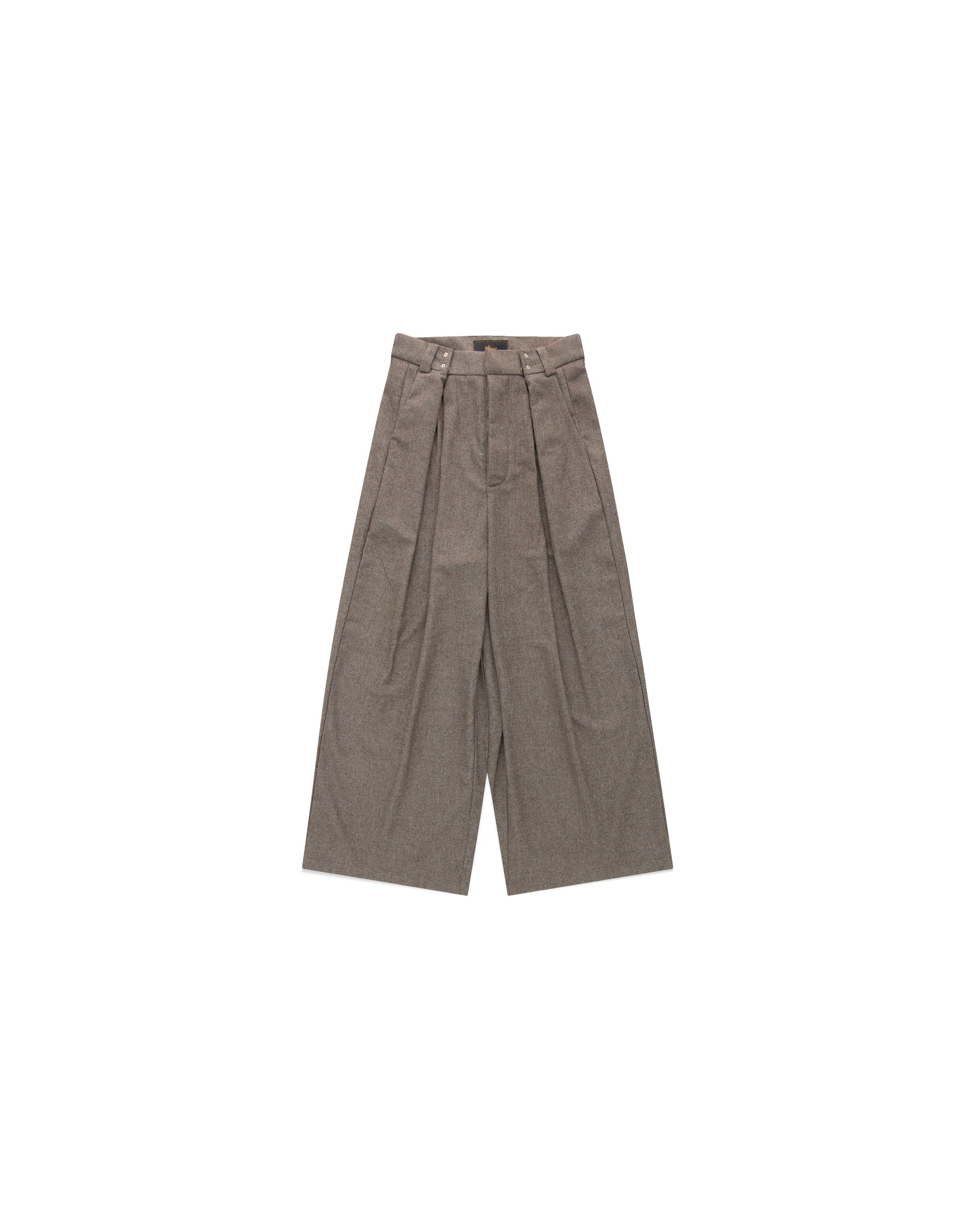 Gyokudō Light Brown Adjustable Pleated Wide Leg Wool Suit Pants