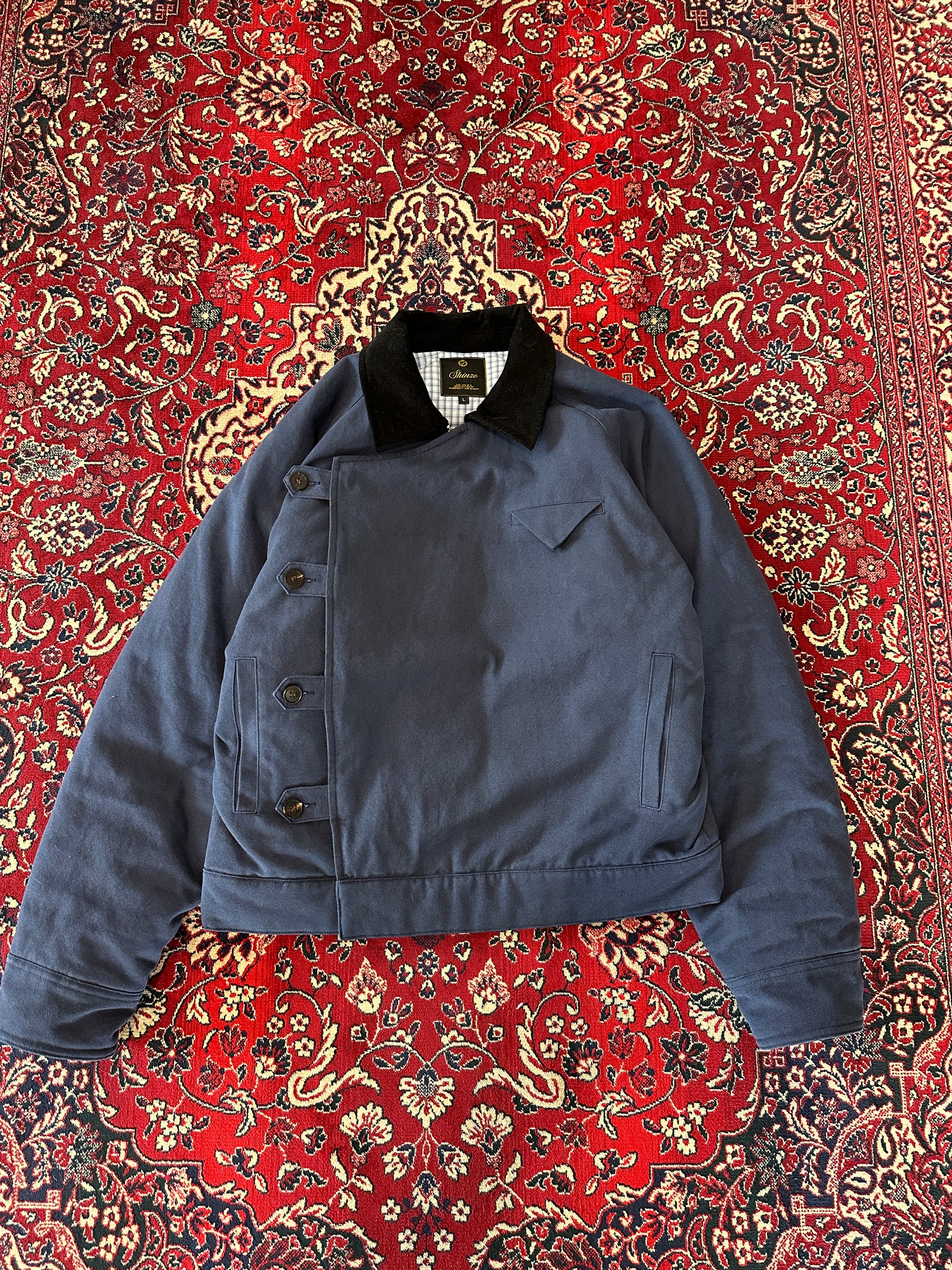 Navy Side Closure Canvas Jacket front