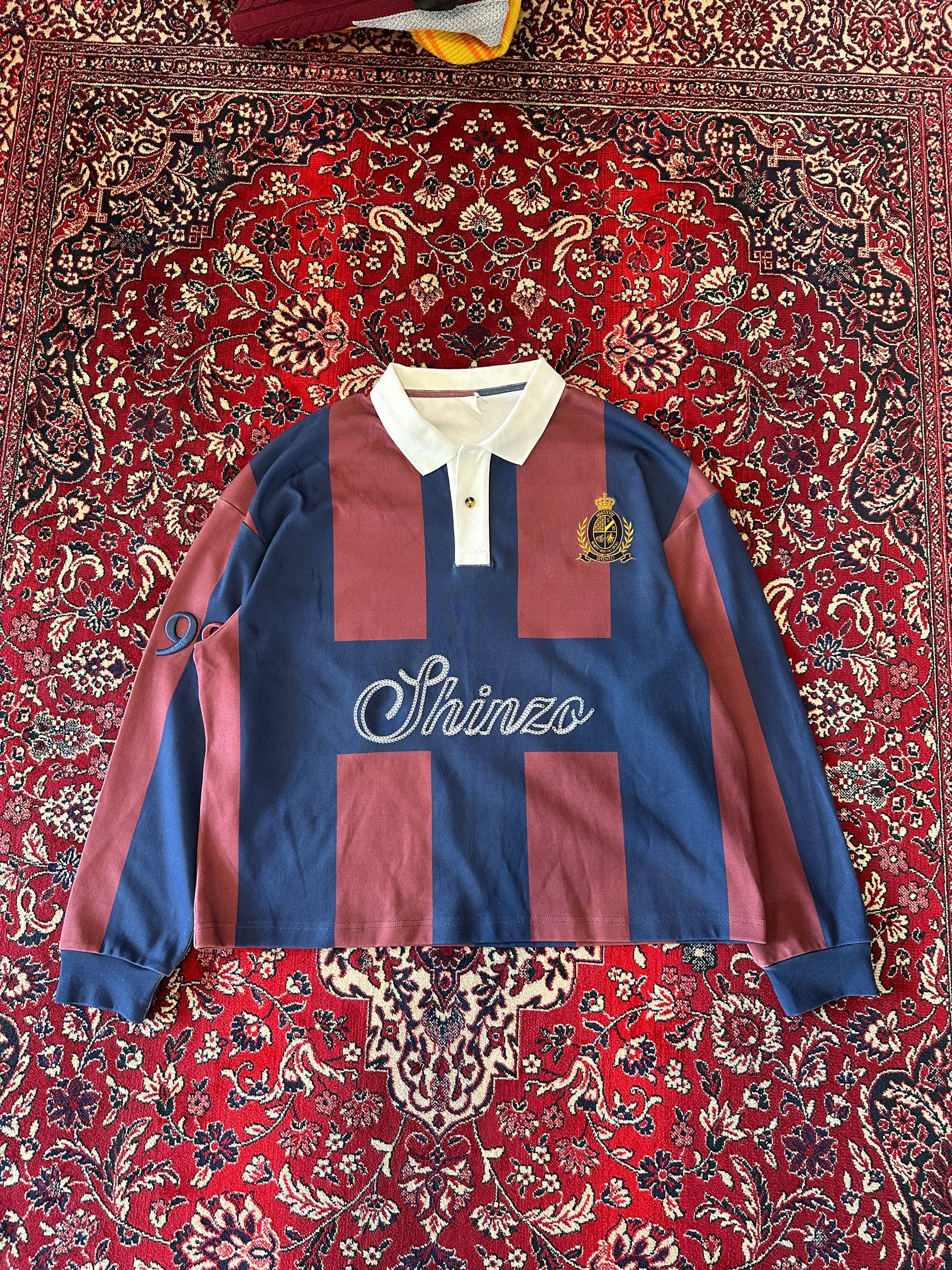 Burgundy / Navy Rugby Polo front