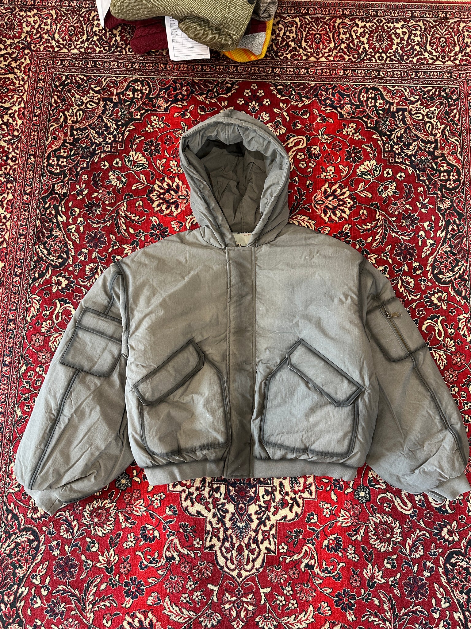 Grey Bomber Puffer Jacket front