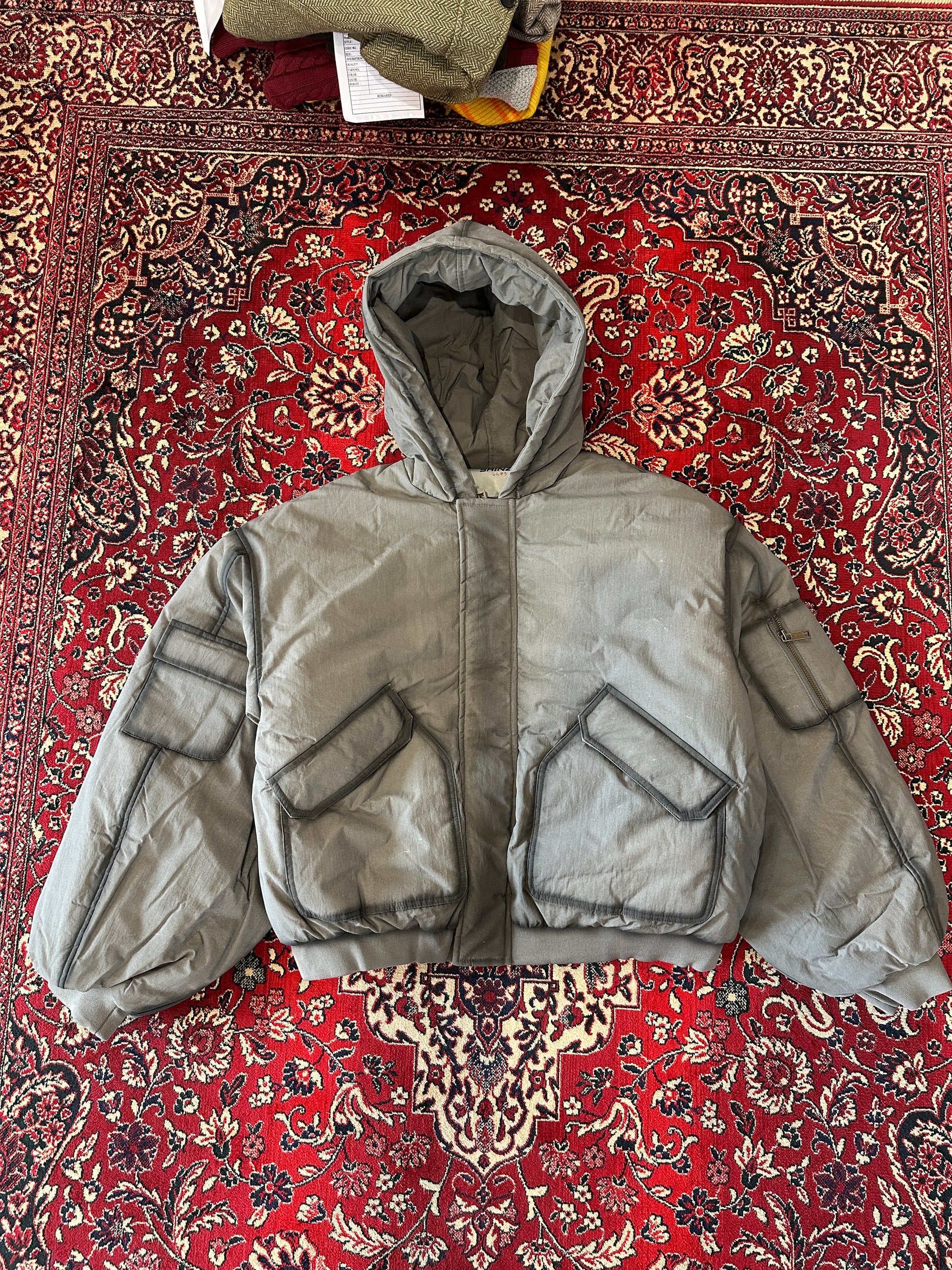 Grey Bomber Puffer Jacket front