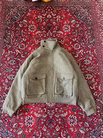 Green Herringbone Bomber front
