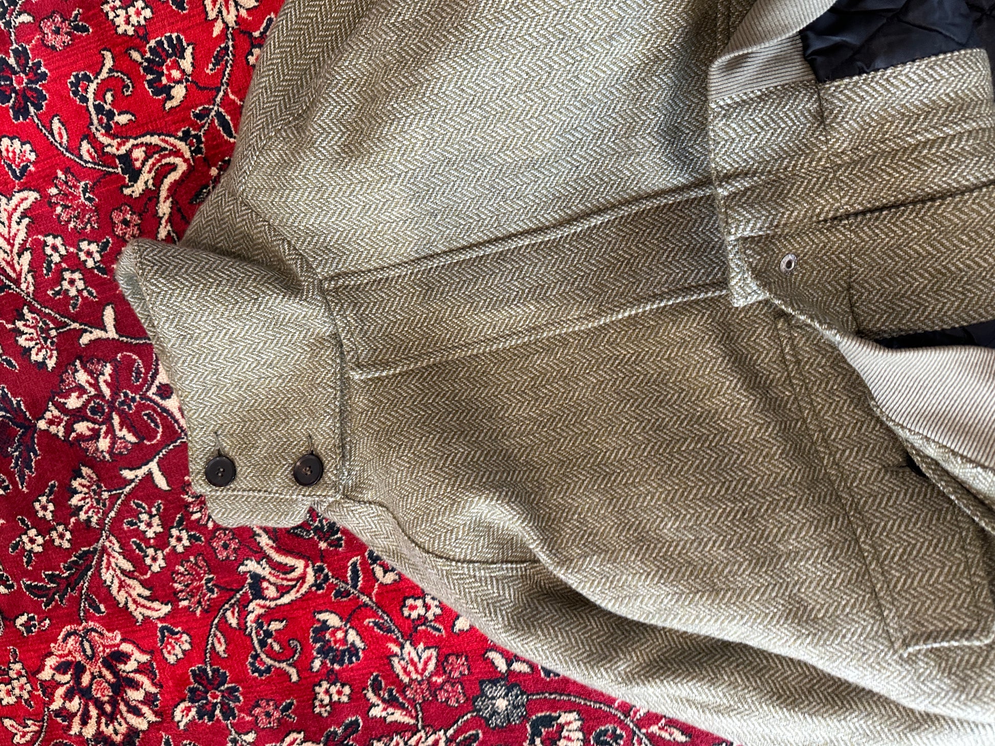 Green Herringbone Bomber back