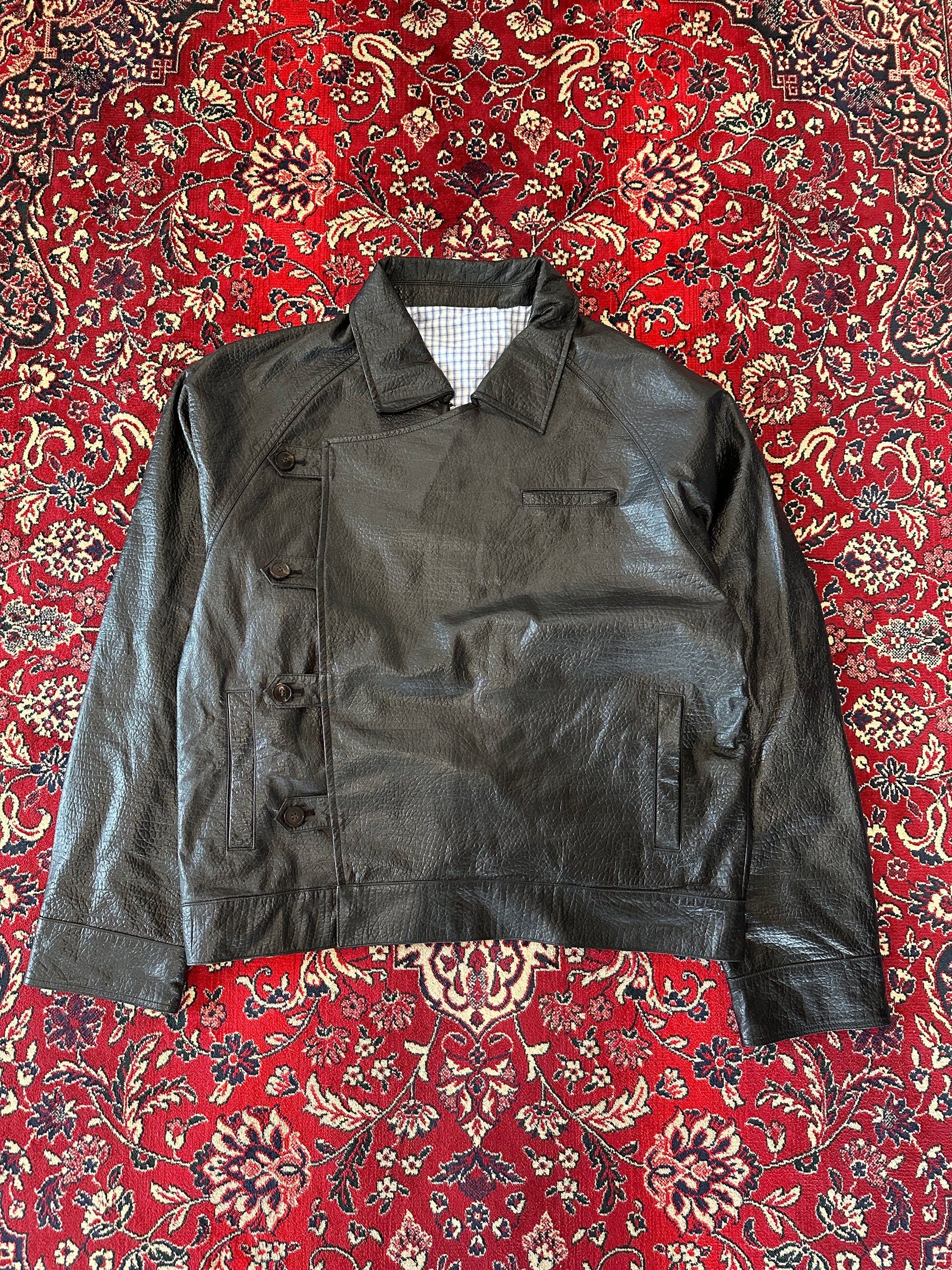 Black Leather Side Closure Jacket front